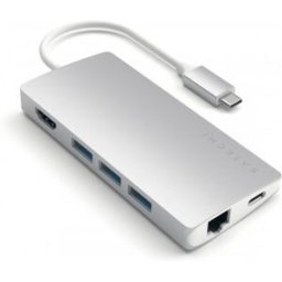Satechi Usb-C Multi-Port Adapter 4k Gigabit Ethernet V2 -Adapter, Silv