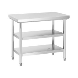 Arbetsbänk i rostfritt stål - 100 x 70 cm - 500 kg - 3 hyllplan