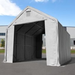 TOOLPORT 5 x 10 m tälthall - 3,0 m sidohöjd med 3,0x3,4 m port, PRIMEtex grå, inkl. hållfasthet (underlag: betong) - (48844)