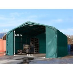 TOOLPORT 6 x 6 m tälthall - 2,6 m sidohöjd med 4,1x2,9 m port, PRIMEtex mörkgrön, inkl. hållfasthet (underlag: jord) - (49423)