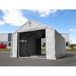 TOOLPORT 6 x 12 m tälthall - 3,0 m sidohöjd med 4,0x2,9 m port, PRIMEtex grå, inkl. hållfasthet (underlag: betong) - (48848)