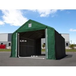 TOOLPORT 6 x 12 m tälthall - 3,0 m sidohöjd med 4,0x2,9 m port, PRIMEtex mörkgrön, inkl. hållfasthet (underlag: betong) - (48847)