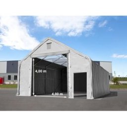 TOOLPORT 10 x 20 m tälthall - 3,0 m sidohöjd med 4,0x4,0 m port och takfönster, PRIMEtex grå, inkl. hållfasthet (underlag: betong) - (49839)