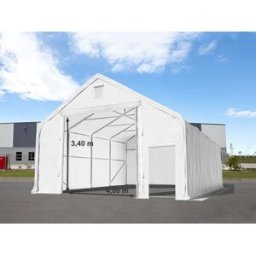 TOOLPORT 8 x 20 m tälthall - 3,0 m sidohöjd med 4,0x3,4 m port, PRIMEtex vit, inkl. hållfasthet (underlag: betong) - (48859)