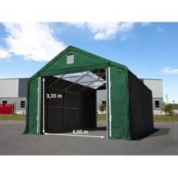 TOOLPORT 6 x 12 m tälthall - 3,0 m sidohöjd med 4,0x2,9 m port och takfönster, PRIMEtex mörkgrön, inkl. hållfasthet (underlag: betong) - (49835)