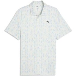 Puma Mens Cloudspun Argyle Bloom Polo - Warm White/light Blue, Medium