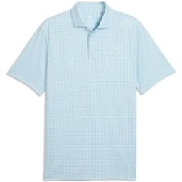 Puma Mens Cloudspun Mono Check Polo - White Glow/light Blue, X-Large