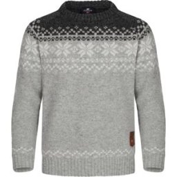 Gridarmor Kids' Snøkrystall Round Neck Ullgenser Light Grey/Dark Grey/White 98/104