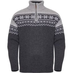 Gridarmor Men's Snøkrystall Half Zip Ullgenser Dark Grey/Light Grey/White M