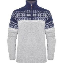 Gridarmor Women's Snøkrystall Half Zip Ullgenser Light Grey/Dark Navy/White L