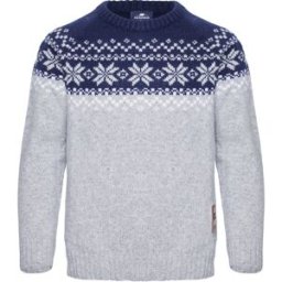 Gridarmor Kids' Snøkrystall Round Neck Ullgenser Light Grey/Dark Navy/White Lt. grey/Dk navy/White 110/116