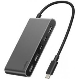 Belkin Connect 5-I-1 Usb-C-Hubb Med Två Usb-C-Portar, Silver
