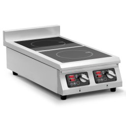 Induktionsplatta - 2 x 28 cm - 60 till 240 °C - 400 V - Timer - Royal Catering