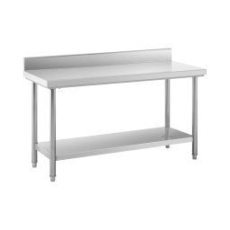 Rostfri arbetsbänk - 150 x 60 cm - Med skyddskant - Bärkraft 400 kg