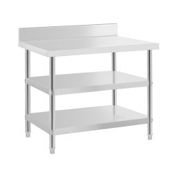 Rostfri arbetsbänk med skyddskant - 100 x 70 x 16.5 cm - 500 kg - 2 hyllor - Royal Catering