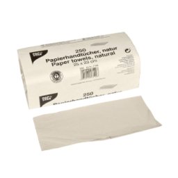 Pappershandduk 23 cm x 25 cm natur zick zack, v-vikt, 1-ply