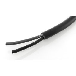 Rund, flerledad kabel 2 x 0,75 mm², svart rkkb (grå, svart innerledare)