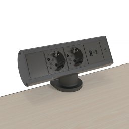 Axessline Desk - 2 EL + USB A & USB C Laddare + USB C port. Svart