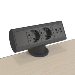 Axessline Desk - 2 EL + 2 USB Laddare. Svart