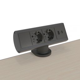 Axessline Desk - 2 EL + USB A & USB C Laddare. Svart