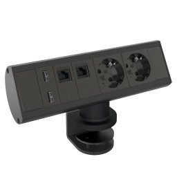 Axessline Desk - 2 EL + 2 Data, 2 USB. Svart