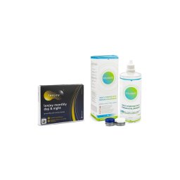 Lenjoy Monthly Day & Night (3 linser) + Solunate Multi-Purpose 400 ml med linsetui