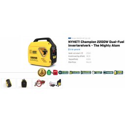 Champion 2200W Dual-Fuel Inverterelverk - The Mighty Atom 92001i