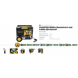 Champion 8000W Bensinelverk med trådlös fjärrkontroll CPG9000E2