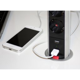 Axessline PopUp - 3 EL + 2 USB + 2 Laddning. Silver