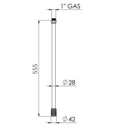 Sugrör 1" bsp l 555 med filter för 50/60kg tunna