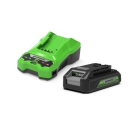 GREENWORKS, GSK25B2, startkit batteri samt laddare, 24V, 2AH