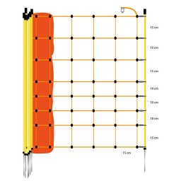 Fårnät, Orange 90/1-14/g 50 meter flyttbart stängselnät för får och lamm