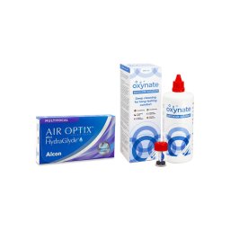 Air Optix Plus Hydraglyde Multifocal (3 linser) + Oxynate Peroxide 380 ml med linsetui