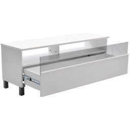 Decibel Mediabänk 125 VIT med Ben, Glasfront, Låda. Fri Frakt!