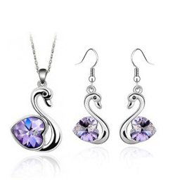 Austrian Crystal SW set Swan Light Purple