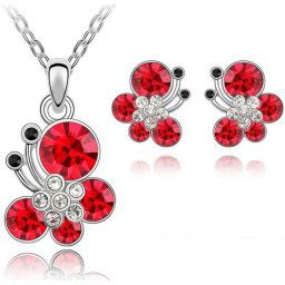Austrian Crystal SW set Flower Red