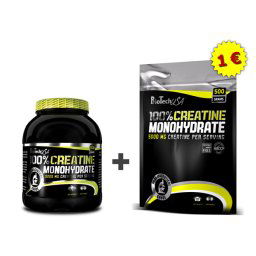 BioTech USA - Creatine Monohydrate 500 g dóza + 500 g sáčok za euro - Akciový balíček
