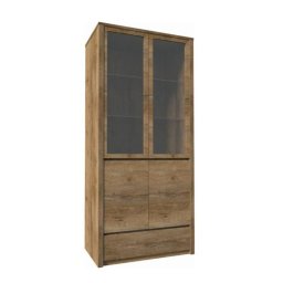 Kondela Vitrína, 90cm, s jednou zásuvkou, dub lefkas, MONTANA W2D