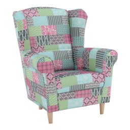 Kondela Kreslo, ušiak, patchwork M1 látka, CHARLOT