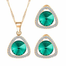 Set náušnice a náhrdelník Gold - Blue Green