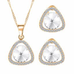 Vykladaný set náušnice a náhrdelník Gold - Crystal