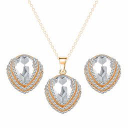 Vykladaný set náušnice a náhrdelník Gold Triple - Crystal