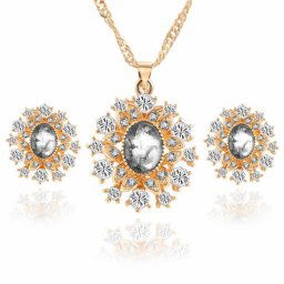 Set náušnice a náhrdelník Gold - Crystal