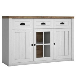 Kondela Komoda, 130cm, sosna Andersen, dub lefkas, PROVANCE 3D3Z-sklo