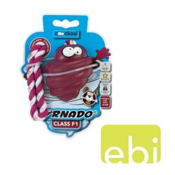EBI COOCKOO TORNADO F1 s lankom, hračka pre psov menších ako 9KG, červená, 70x56x48mm/80% guma