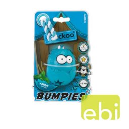 EBI COOCKOO BUMPIES SHORTY s lankom, mätová chuť, hračka pre psov menších ako 9KG, modrá. 70x56x48mm
