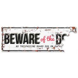 EBI D&D Kovová tabuľa BEWARE OF THE DOG 40x0,17x13,5cm biele s červeným