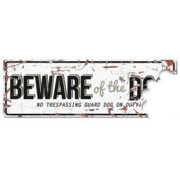 EBI D&D Kovová tabuľa BEWARE OF THE DOG 40x0,17x13,5cm biele so šedým