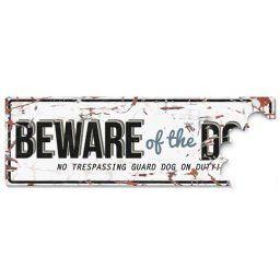 EBI D&D Kovová tabuľa BEWARE OF THE DOG 40x0,17x13,5cm biele s modrým