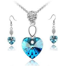 Austrian Crystal SW set Hearts Light Blue